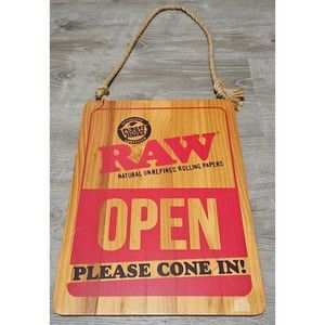 Raw Rolling Papers Advertising Double-sided Open / Closed Wood Sign